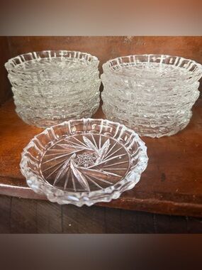 Vintage Set of 11 Bohemian glass coasters pinwheel pattern